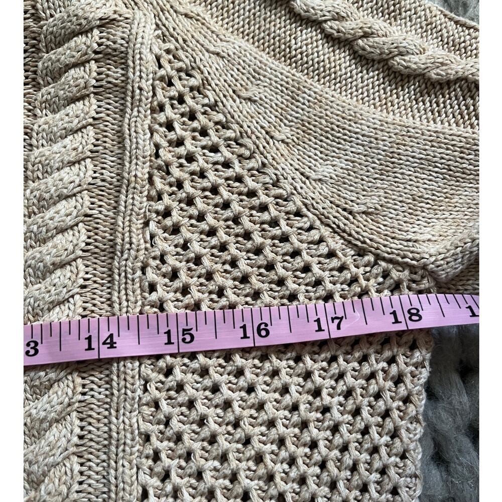 Lands End cable knit tan sweater size med